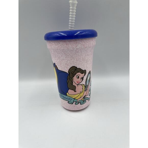 Vintage 90s Beauty And The Beast Mug with Lid & Straw - Toys R Us - NEW - Picture 4 of 11